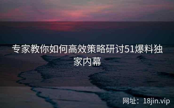 专家教你如何高效策略研讨51爆料独家内幕